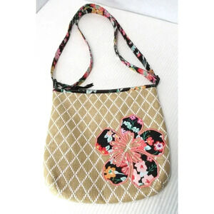 Vera Bradley Tangerine Twist Straw Crossbody Flower Bag Purse Beach Vacation New